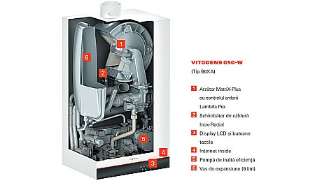 CENTRALA TERMICA PE GAZ IN CONDENSATIE VIESSMANN VITODENS 050-W 25KW WIFI KIT EVACUARE INCLUS [6]