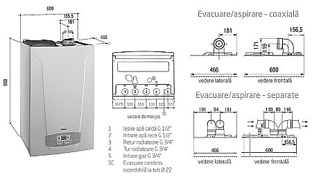 CENTRALA TERMICA PE GAZ IN CONDENSATIE BAXI NUVOLA DUO-TEC+ 24 GA CU BOILER INCORPORAT 40L KIT EVACUARE INCLUS [3]