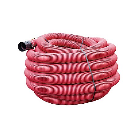 Teava corugata si fitinguri pentru canalizare - Tub flexibil riflat 63 rosu copex colac 50m