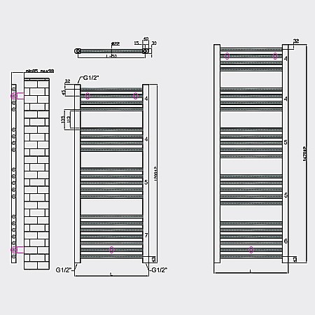 RADIATOR DE BAIE DREPT RADOX CELSIUS 500X1200 [3]