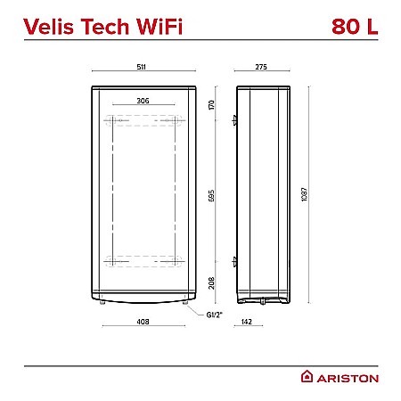 BOILER ELECTRIC ARISTON VELIS TECH WIFI 80L 3100912 [6]