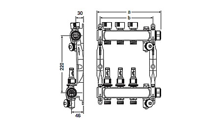 DISTRIBUITOR INCALZIRE PARDOSEALA OTEL FILET INTERIOR 1" 12 CAI TECE 77310012 [1]