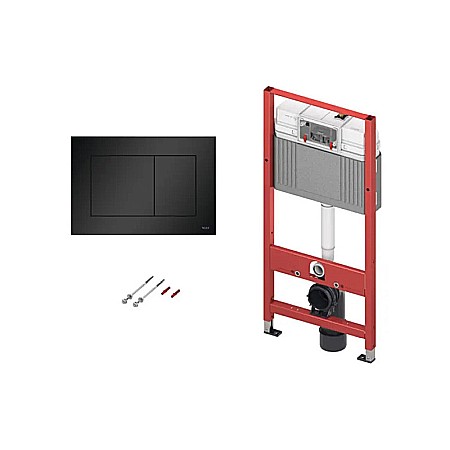 Obiecte Sanitare - REZERVOR WC INCASTRAT TECE BASE CU SET FIXARE SI CLAPETA DE ACTIONARE TECE NOW NEGRU MAT 9400401NNM