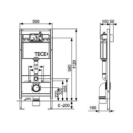 REZERVOR WC INCASTRAT 50X112CM CLAPETA DE ACTIONARE SI SISTEM DE FIXARE INCLUSE TECEBASE 9400400 [1]