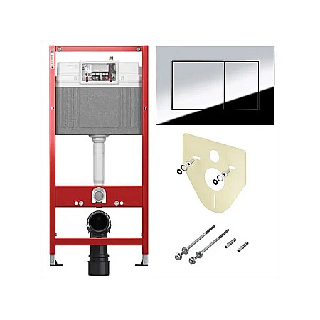 Rezervoare, rame WC incastrate si clapete - REZERVOR WC INCASTRAT TECEBASE 50X112CM CLAPETA DE ACTIONARE TECE NOW CROM LUCIOS SI SISTEM DE FIXARE INCLUSE 9400412