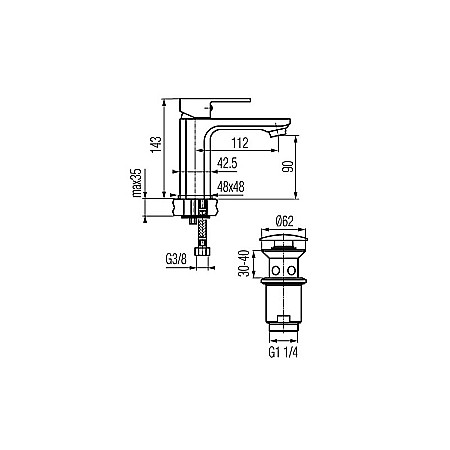 BATERIE LAVOAR VENTIL POP-UP CROM LOFT VALVEX 2454910 [1]