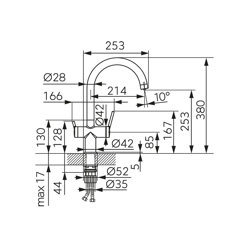 Baterie inalta pentru chiuveta cu apa filtrata crom BFT41 [1]