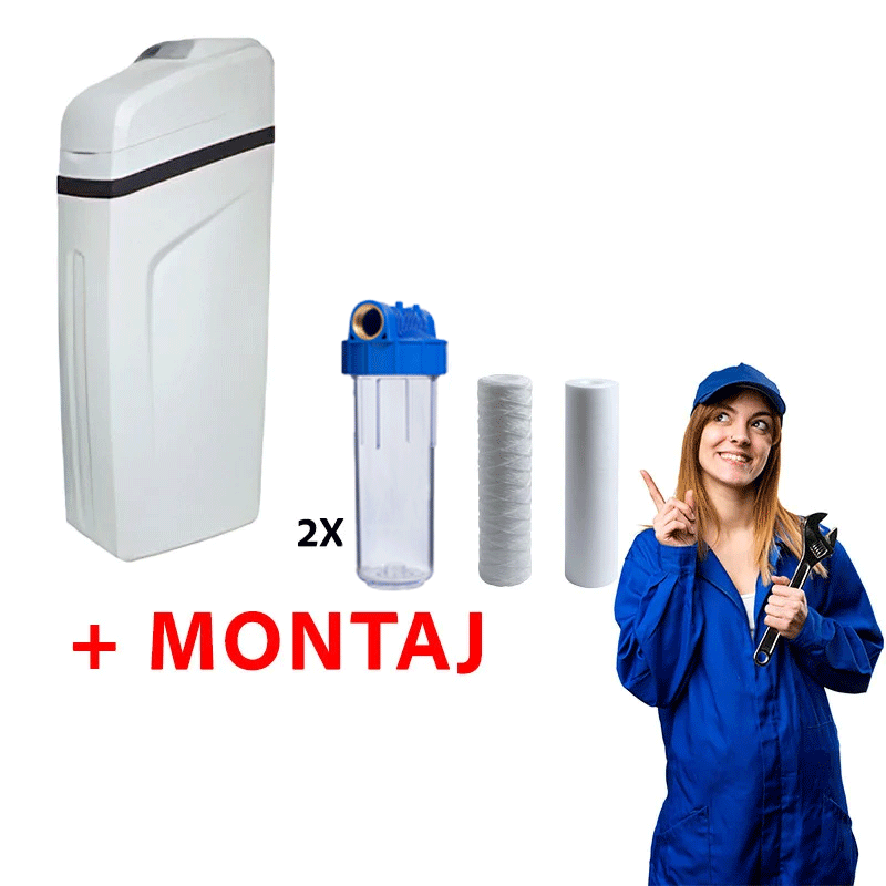 Dedurizatoare Apa - Pachet dedurizator Karetech KT Soft 25 cu carcasa si cartuse filtrante si montaj inclus