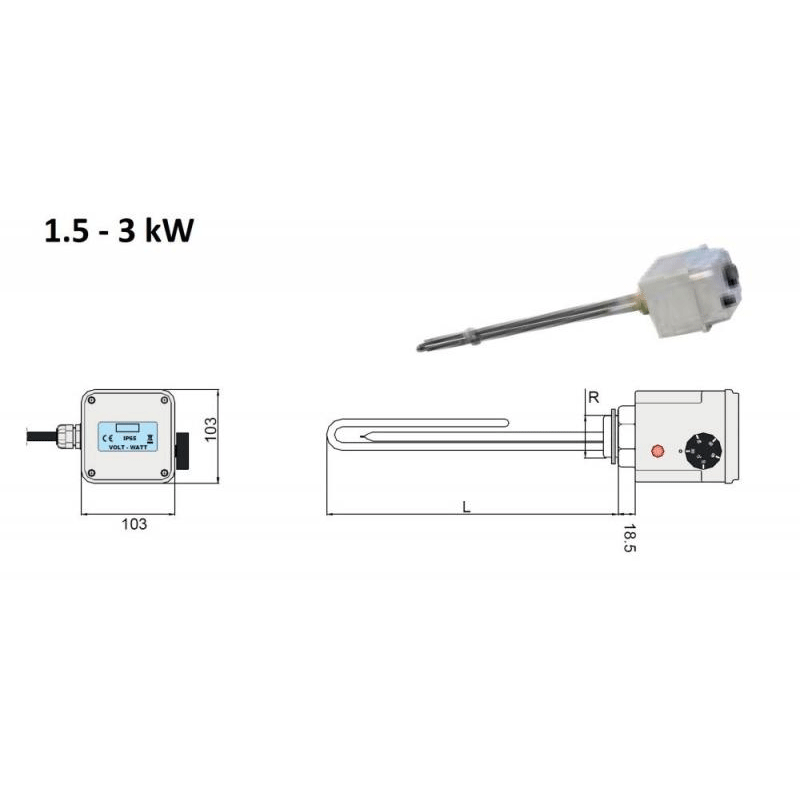 Rezistenta electrica inox 3 kW 230V cu termostat si siguranta Cordivari [1]