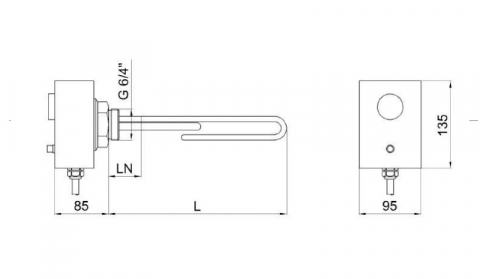 REZISTENTA ELECTRICA REGULUS 2KW CU TERMOSTAT L350MM CU TERMINAL NEINCALZIT PENTRU CSE SOL W SRS1 T-E 16942 [1]
