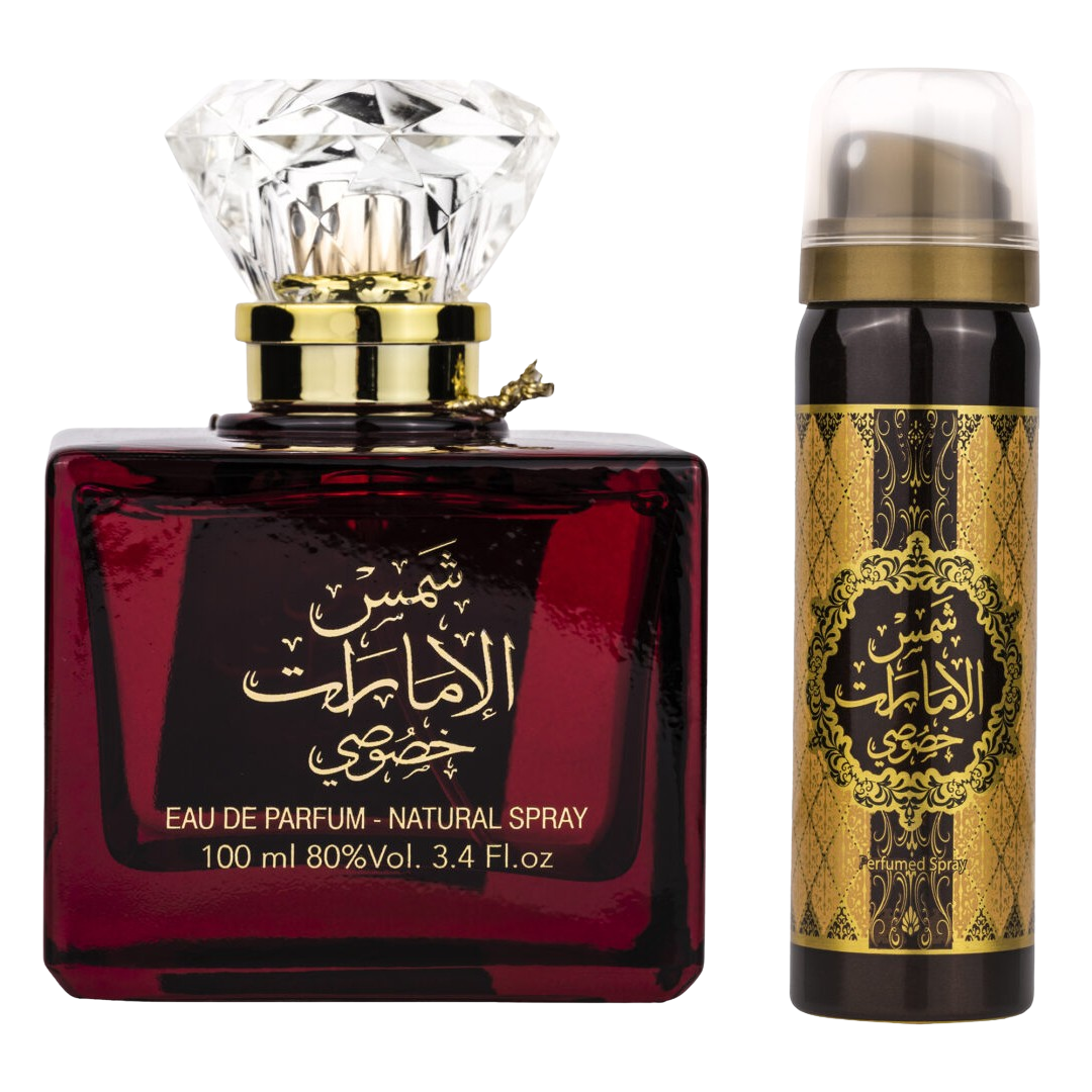 Apa de Parfum - 100ml + Deo - 50ml Set Shams Al Emarat Khususi, Ard Al Zaafaran, Femei, Apa de Parfum - 100ml + Deo - 50ml