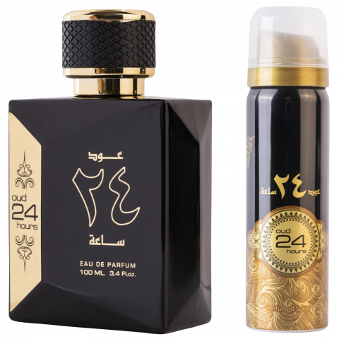 Parfumuri arabesti femei - Set Oud 24 Hours, Ard Al Zaafaran, Apa de Parfum, Unisex - 100ml + Deo - 50ml