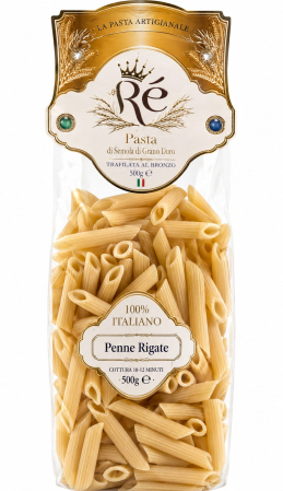 CONSERVE cu specific italian - IL RE Penne Rigate - Pasta trafilata al bronzo  500g