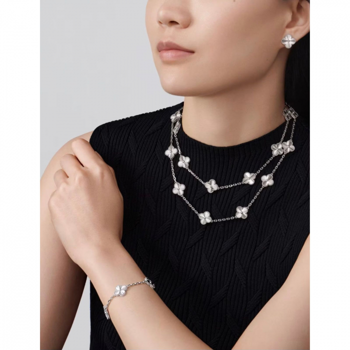 Cercei Alhambra Silver Placați cu Aur Alb De 14K [2]
