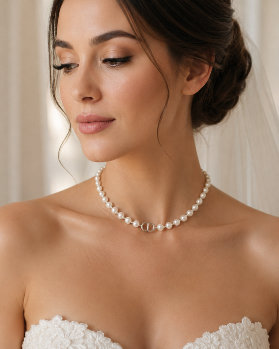 Colier Elegant Perle Și Pandantiv Argintiu [2]
