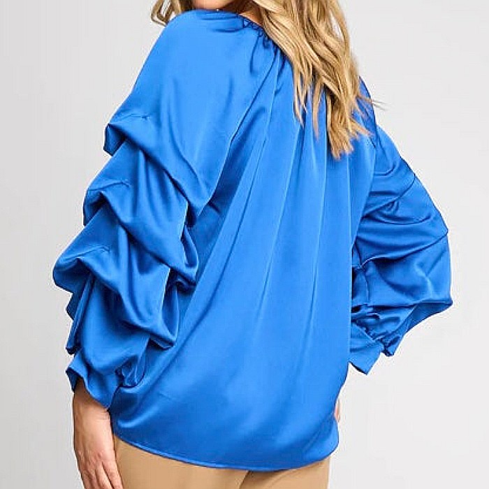 Bluză Satin Albastru Azur [3]