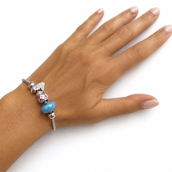 Brățară Argintie Tip Pandora Cu Charmuri Blue Vibes [2]