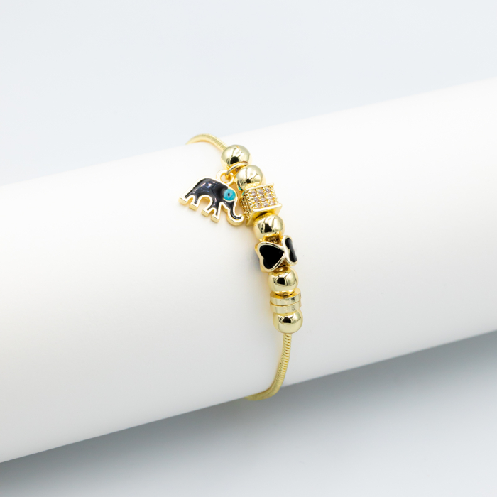Brățară Aurie Tip Pandora Cu Charmuri Black&Gold [2]