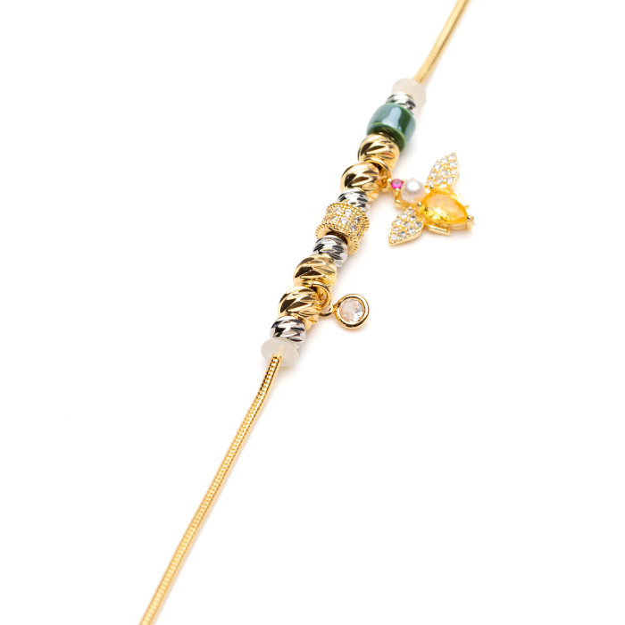 Brățară Aurie Tip Pandora Cu Charmuri Green Bee [2]