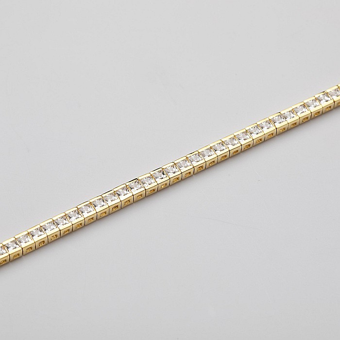 Brățară Superbă Tennis Din Argint Placată Cu Aur Galben De 18K [3]