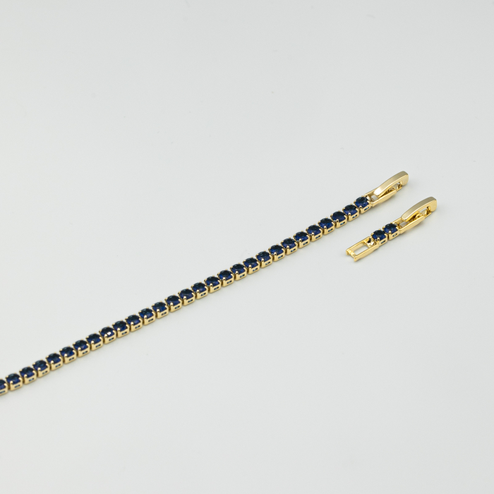 Brățară Tennis Albastră Placată Cu Aur [5]