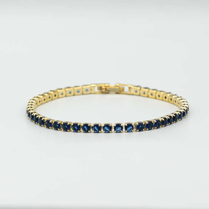 Brățară Tennis Albastră Placată Cu Aur [2]