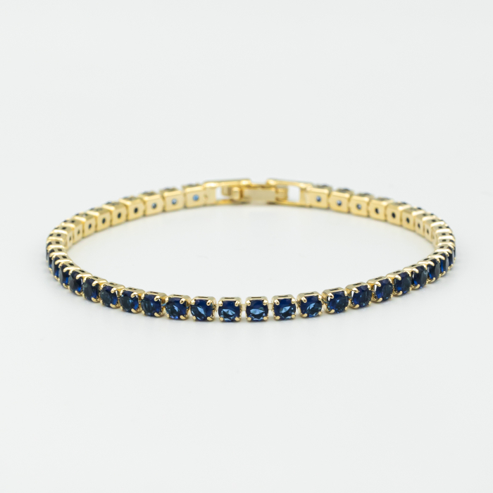 Brățară Tennis Albastră Placată Cu Aur [3]