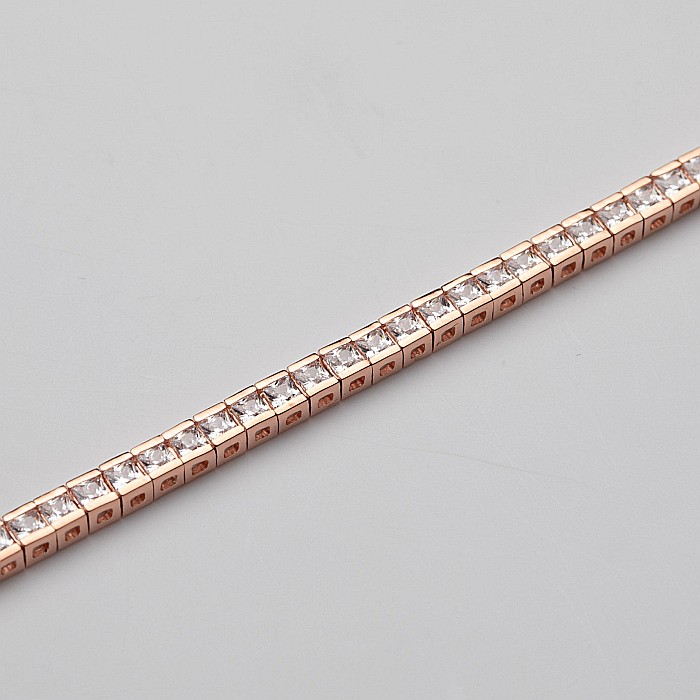Brățară Tennis Din Argint Placată Cu Aur Rose De 18K Diamond Look [2]