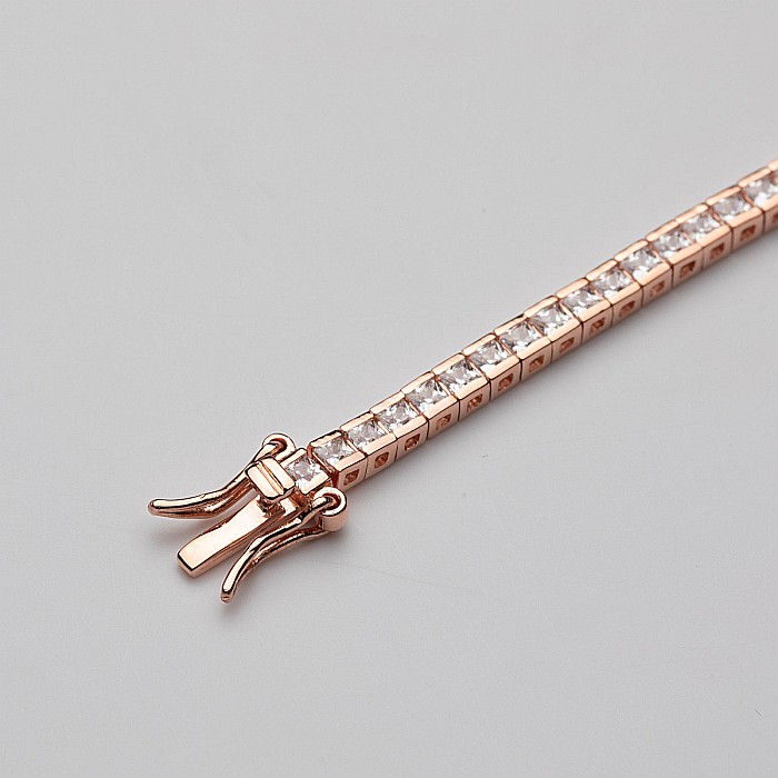 Brățară Tennis Din Argint Placată Cu Aur Rose De 18K Diamond Look [3]