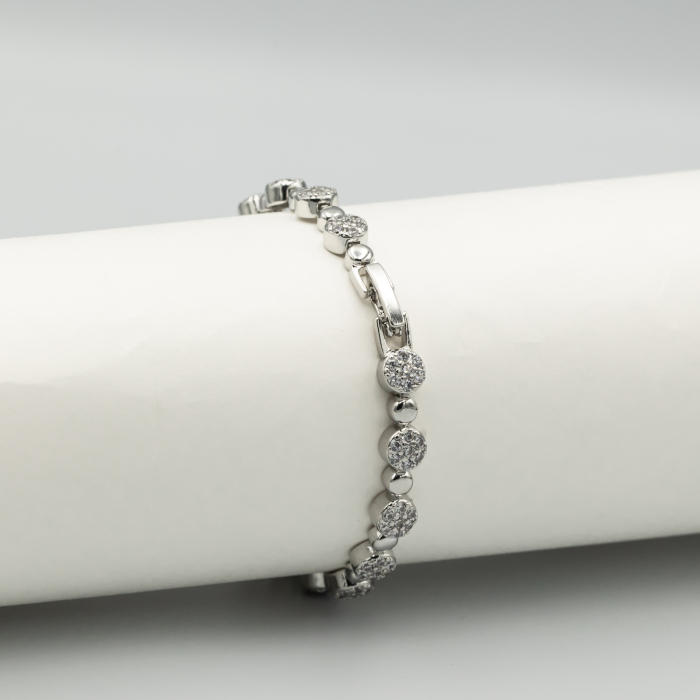 Brățară Tennis Opulentă Placată Cu Aur Alb [3]