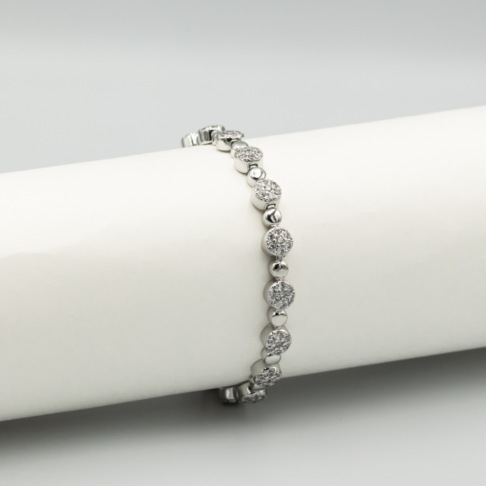 Brățară Tennis Opulentă Placată Cu Aur Alb [2]