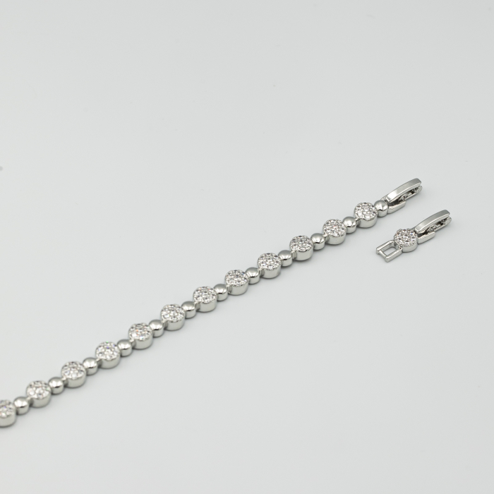 Brățară Tennis Opulentă Placată Cu Aur Alb [4]