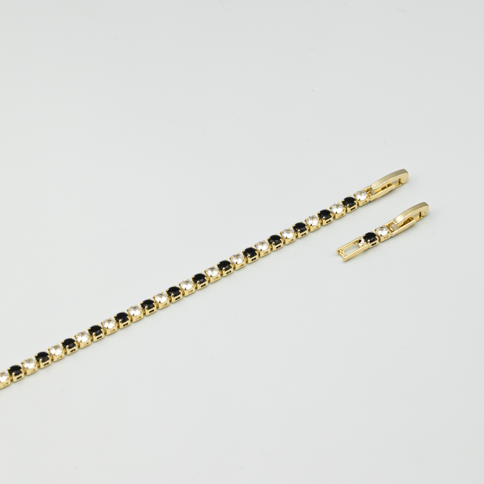 Brățară Tennis Placată Cu Aur Black& White [3]