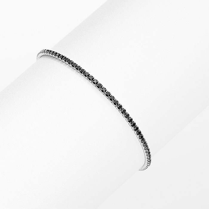 Brățară Tennis Reglabilă Din ARGINT 925 Și Cristale Zirconia Negre [3]