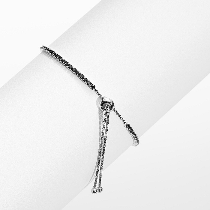 Brățară Tennis Reglabilă Din ARGINT 925 Și Cristale Zirconia Negre [5]