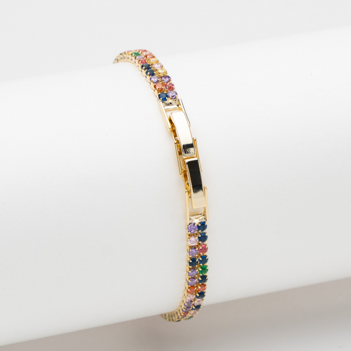 Brățară Tennis Strălucitoare Dublă Cu Cristale Multicolore. [3]