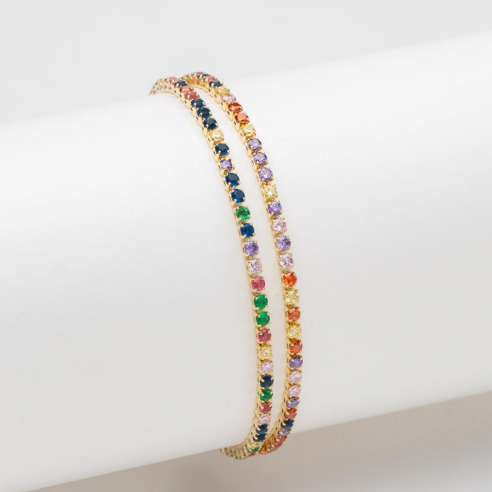 Brățară Tennis Strălucitoare Dublă Cu Cristale Multicolore. [2]