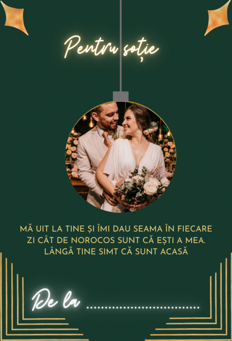 Cartonaș personalizat cu mesaj și fotografie – Emoție în cutia de bijuterii - Model glob cu verde [2]