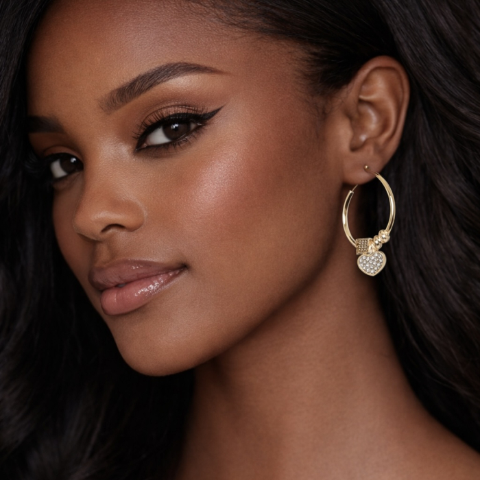 Cercei Aurii Și Rotunzi Cu Charmuri Detașabile Pure Heart [2]