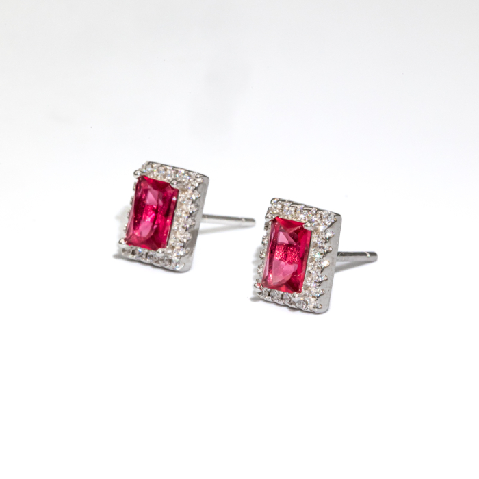 Cercei Din Argint Cu Piatră Roșie Tip Rubin Eliza [2]