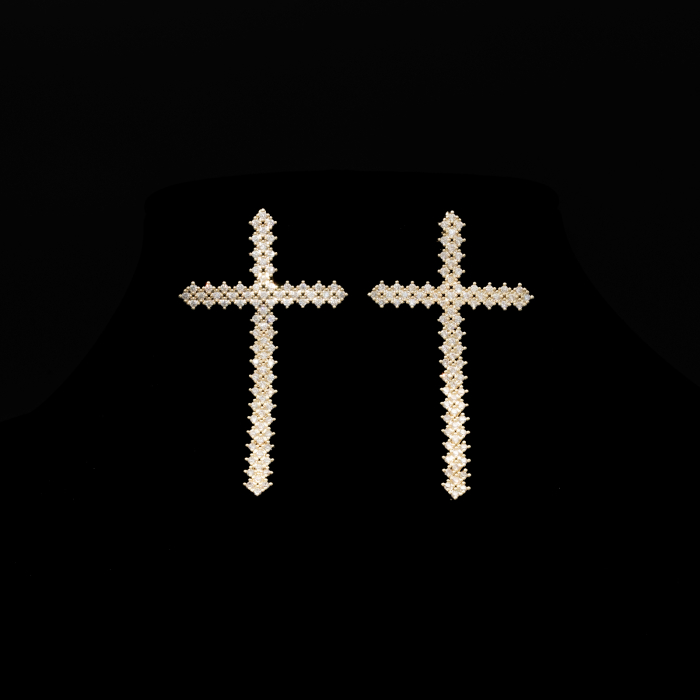 Cercei Opulenți În Formă De Cruce Aurii [2]