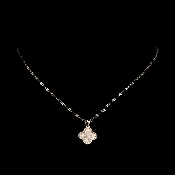 Colier Argintiu Cu Pandantiv Alhambra Negru/Argintiu [2]