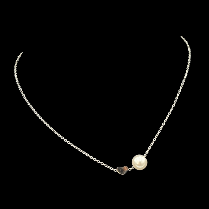 Colier Argintiu Heart + Pearl [1]