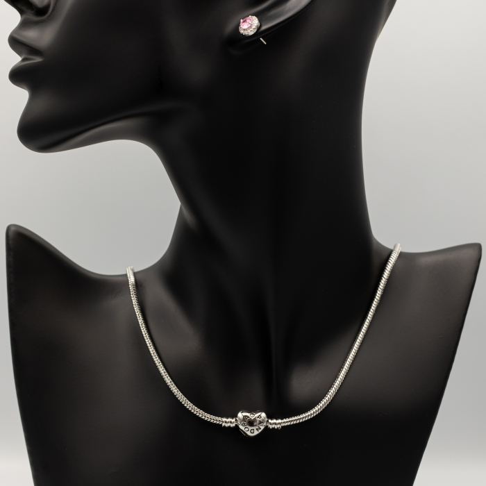 Colier Argintiu Stil Pandora Cu Pandantiv Inimă [2]