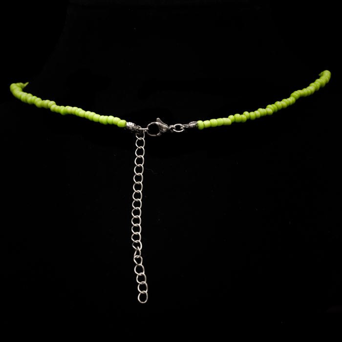 Colier Boho Din Mărgele Verzi Și Pandantiv Perlă [2]