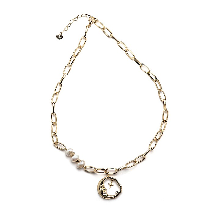 Colier Din Zale Și Perle De Cultură Placat Cu Aur [2]