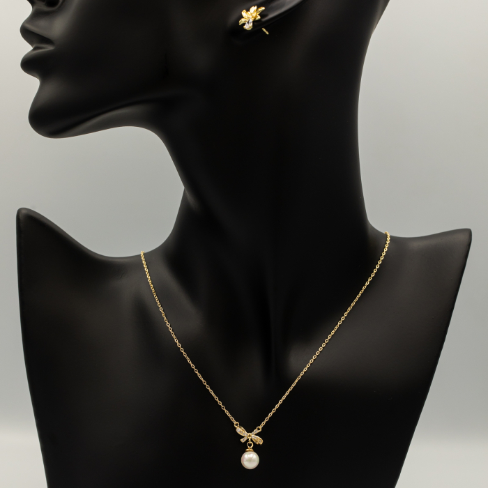 Colier Placat Cu Aur Galben Cu Pandantiv Perlă Butterfly [2]