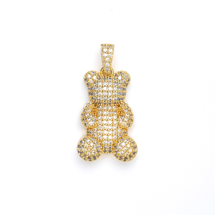 Colier Cu Pandantiv Teddy Placat Cu Aur Galben Și Zirconia Cubică [2]