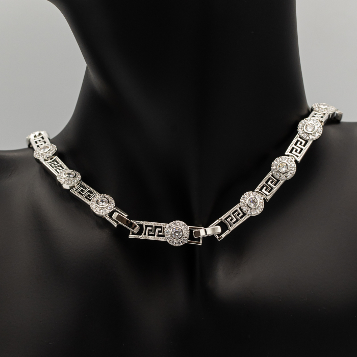 Colier Sofisticat Placat Cu Aur Alb Și Zirconia Georgia [3]