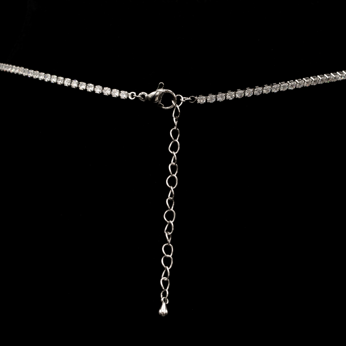 Colier Tennis Cu Pandantiv Cruce Cu Cristale Roz [3]